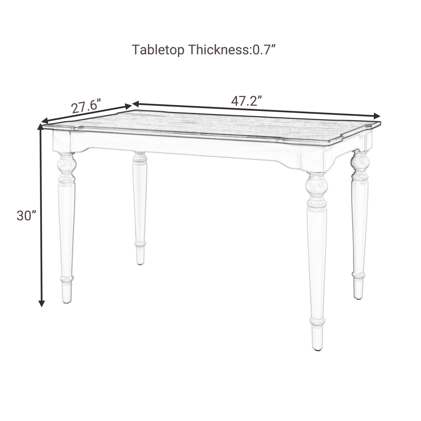 TOPMAX Wood Retro Classical Dining Table, Cherry Top+White Legs