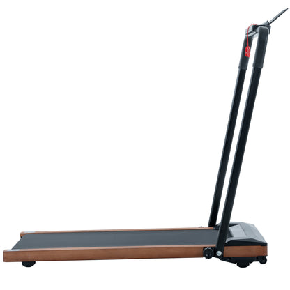 HP-P12ABK electric treadmill, folding treadmill, LCD display screen and mat holder;    Home Office Gym Stand, 2.25HP Electric， Wood Electric Treadmill with Remote Control, Walking Machine