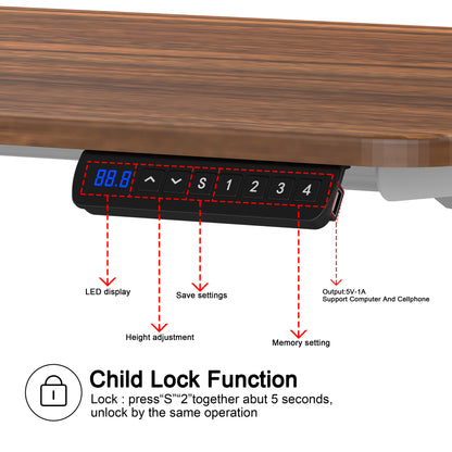 Electric Standing Desk  with Dual Motor  3-Stage Height Adjustable Sit Stand Desk Computer Workstation with USB Charge，White