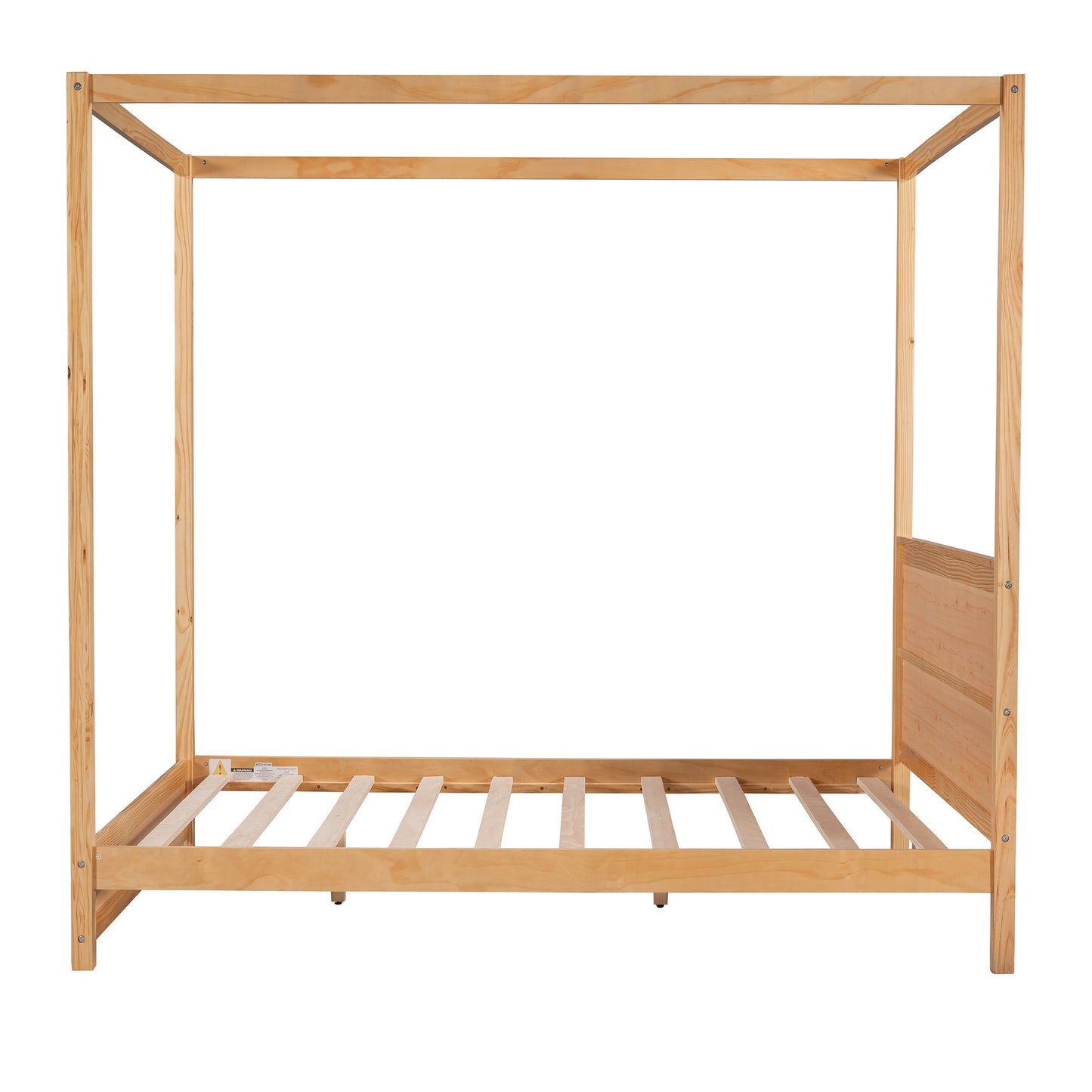 Full Size Canopy Platform Bed with Headboard and Support Legs,Natural