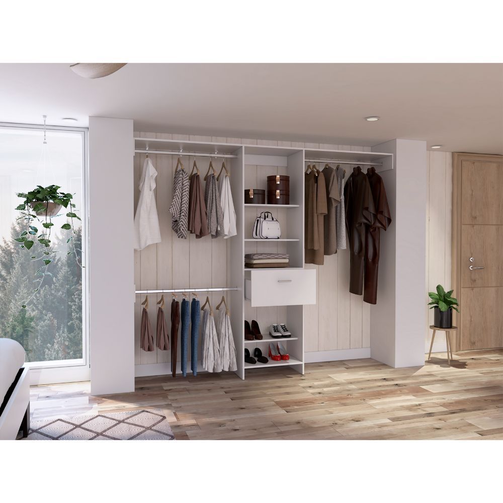 Calveston 1-Drawer 4-Shelf Closet System White