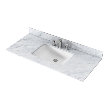 Bathroom Vanity Top49 "x 22" natural stone   Carrara white natural marble, CUPC ceramic sink and three-hole faucet hole with backsplash