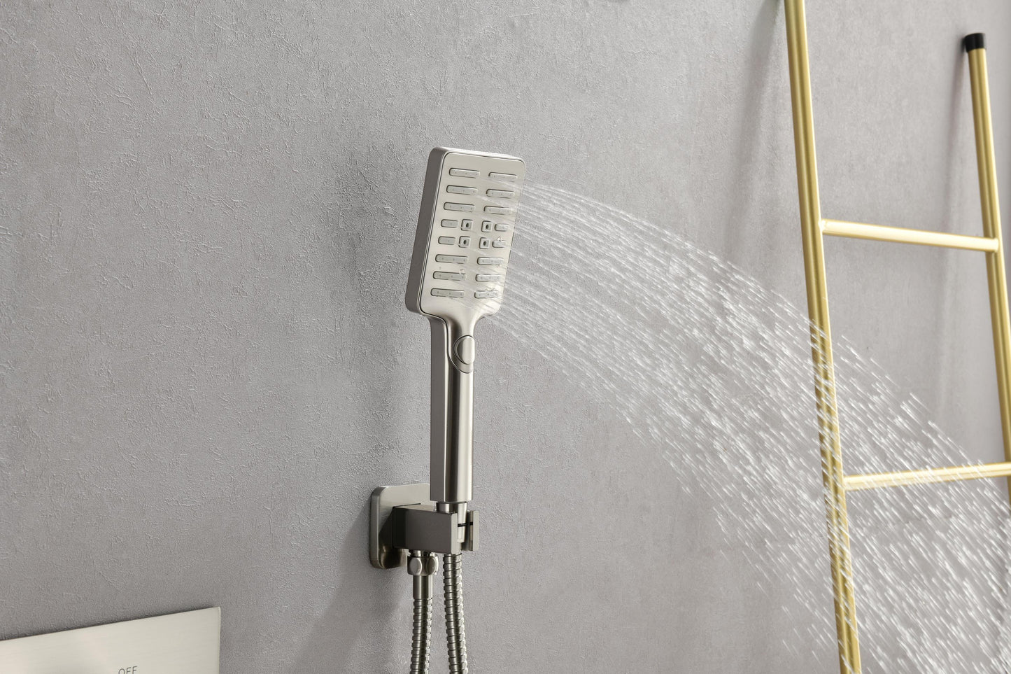 Wall Mounted Waterfall Rain Shower System With 3 Body Sprays & Handheld Shower