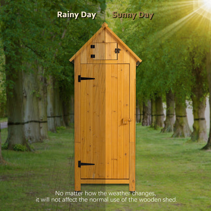 30.3”L X 21.3”W X 70.5”H Outdoor Storage Cabinet Tool Shed Wooden Garden Shed  Natural