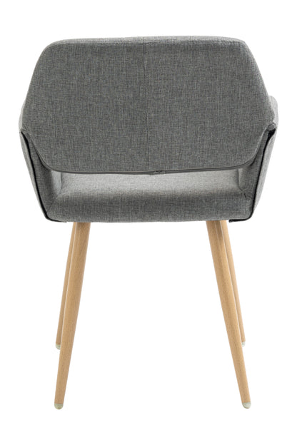 Fabric Upholstered Side Dining Chair with Metal Leg(Gray fabric+Beech Wooden Printing Leg),KD backrest