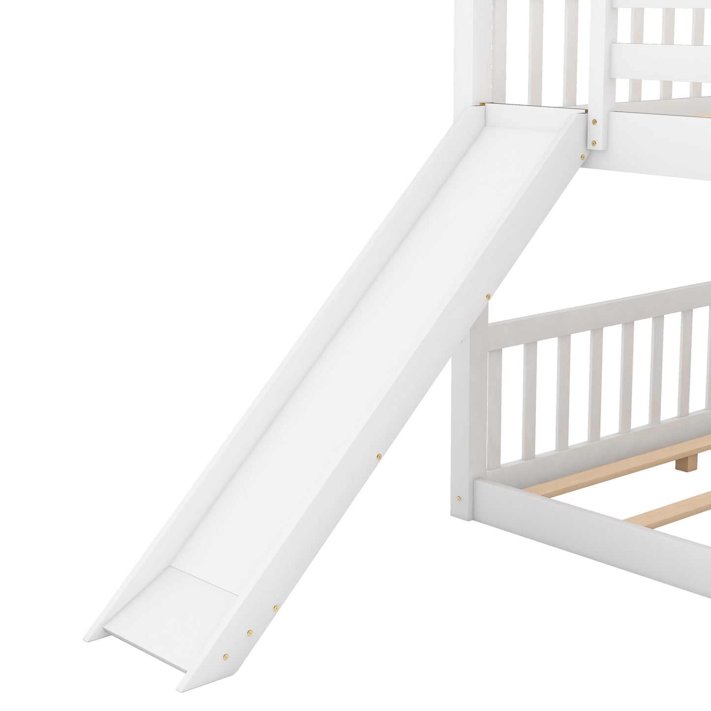 Full over Full Bunk Bed with Convertible Slide and Ladder, White