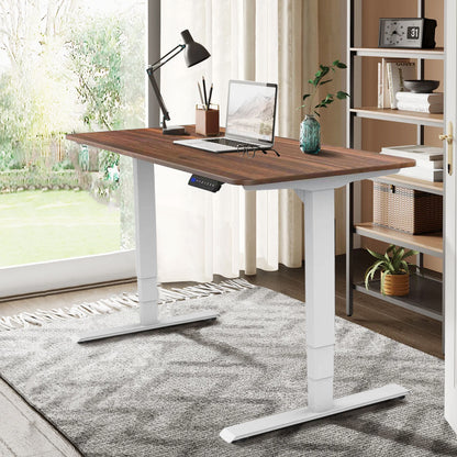 Electric Standing Desk  with Dual Motor  3-Stage Height Adjustable Sit Stand Desk Computer Workstation with USB Charge，White