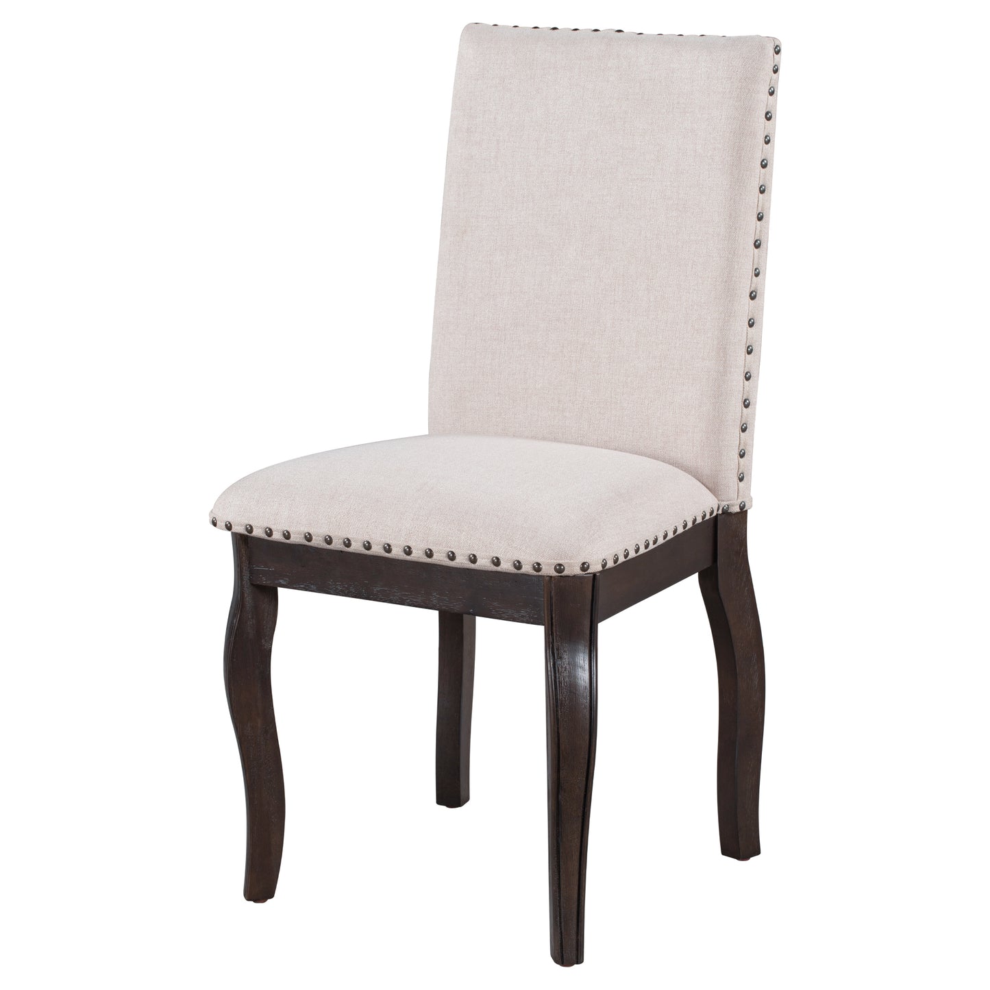 TREXM Set of 4 Dining chairs Wood Upholstered Fabirc Dining Room Chairs with Nailhead (Espresso)