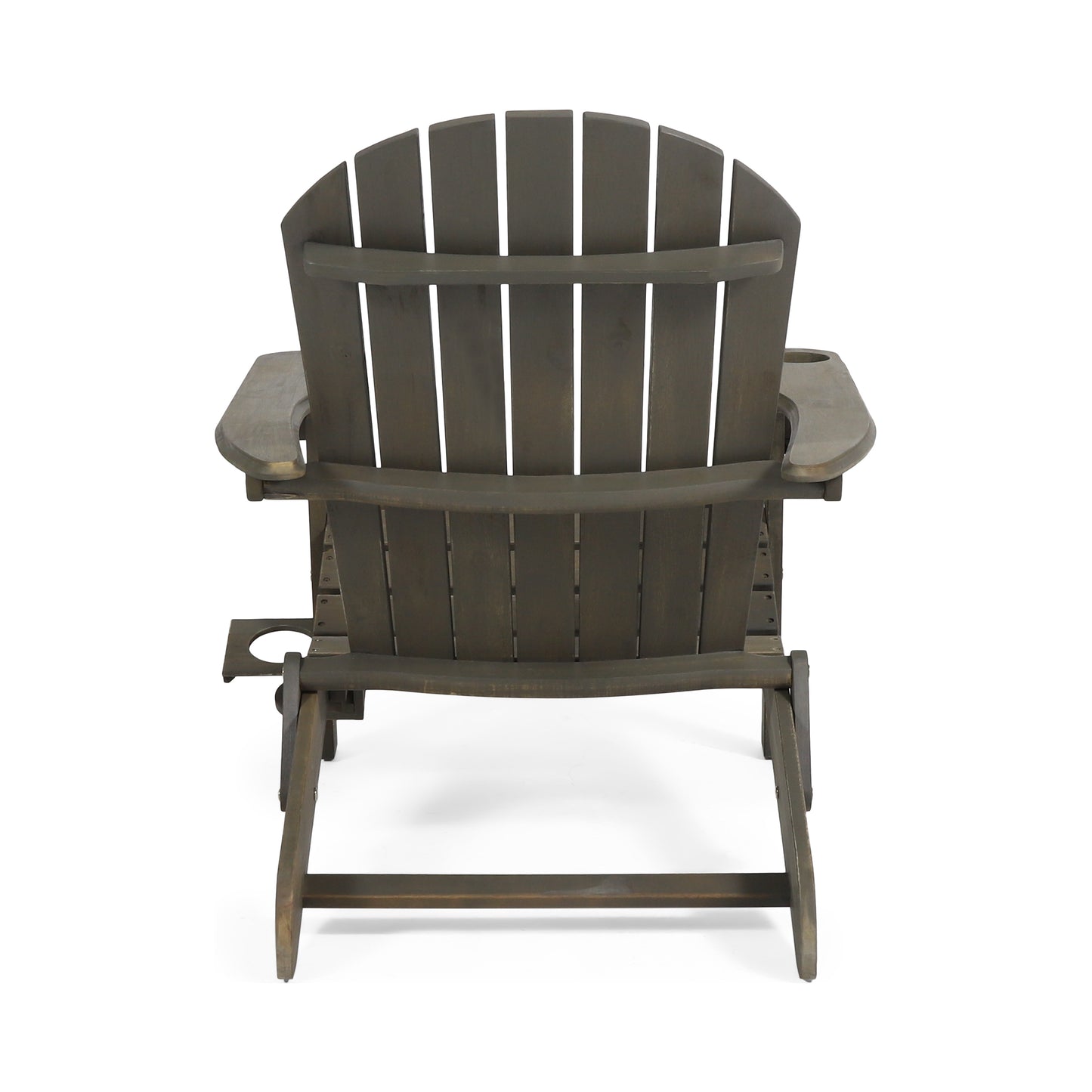 Kandyce Outdoor Acacia Wood Folding Adirondack  Grey Chair With Cup Holder