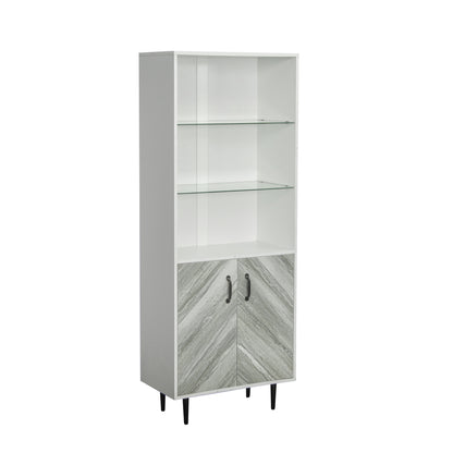 Cabinet with 2 Doors &3 open shelves Modern, Freestanding Sideboard Storage Cabinet Entryway Floor buffet storage for Living Room Office Bedroom