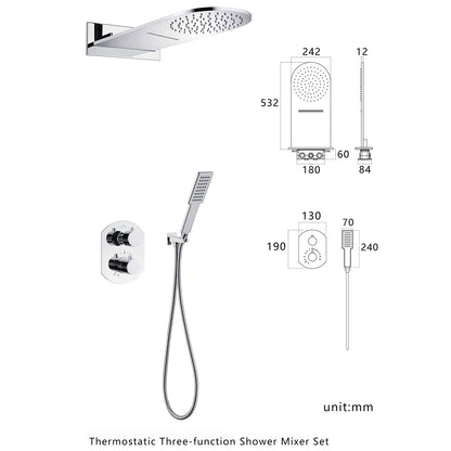 2-Handle 3-Spray High Pressure Shower Faucet in Polished Chrome (Valve Included)