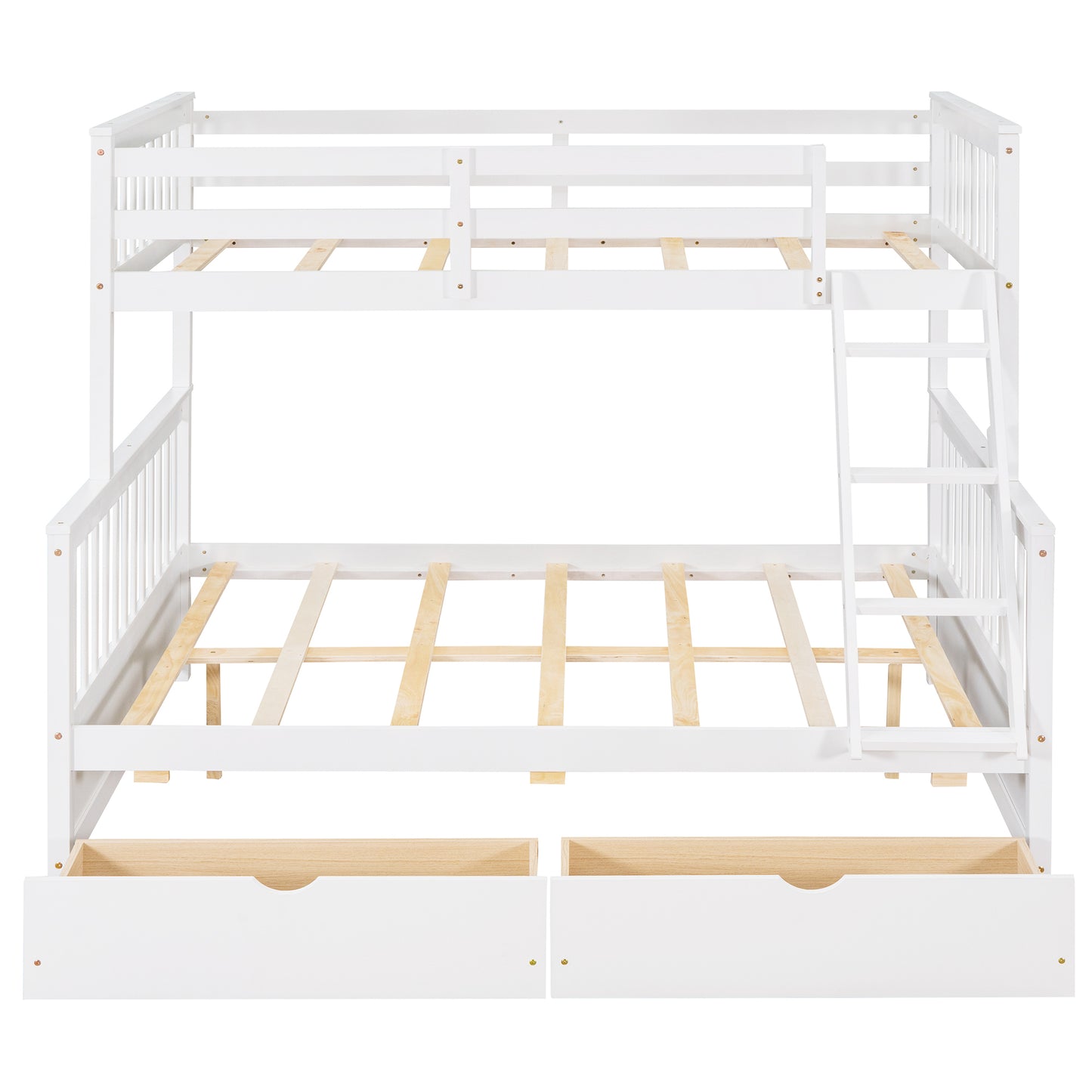 Twin-Over-Full Bunk Bed with Ladders and Two Storage Drawers (White) ( old sku:LT000165AAK）