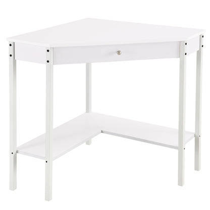 white triangular desk with drawers for small place