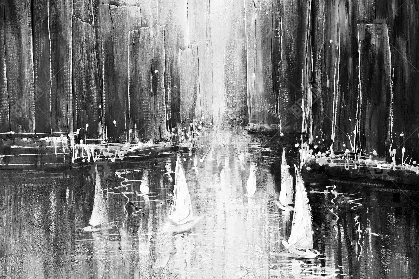 Grayscale boats on the water - 20x30 Print on canvas