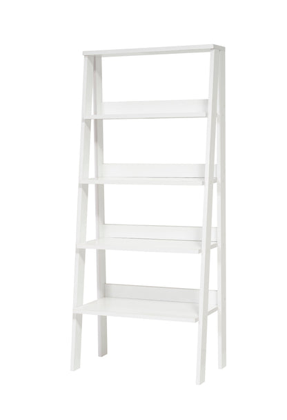 Furnish Home Store Otavio 5 Tier Modern Ladder Bookshelf Organizers, Wood Frame Bookshelf for Small Spaces in Your Living Rooms, Office Furniture Bookcase, White