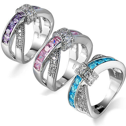 You Cross My Mind Ring Diamond Crystals In 3 Lovely Colors by VistaShops