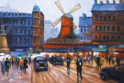 Street scene to moulin rouge - 20x30 Print on canvas