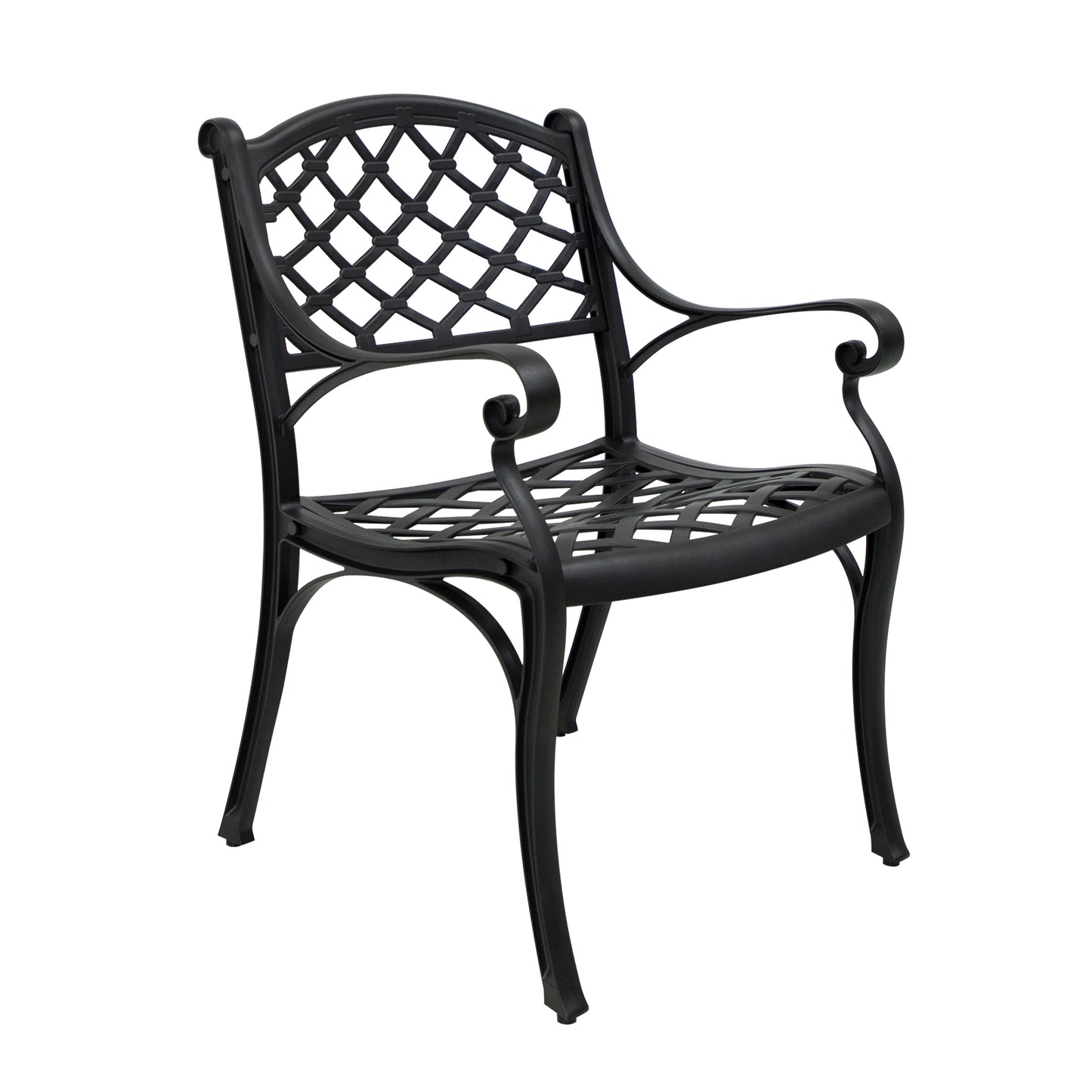 2 Piece Outdoor Dining Chairs, Cast Aluminum Chairs with Armrest, Patio Bistro Chair Set of 2 for Garden, Backyard (Lattice Design 2 Chairs)