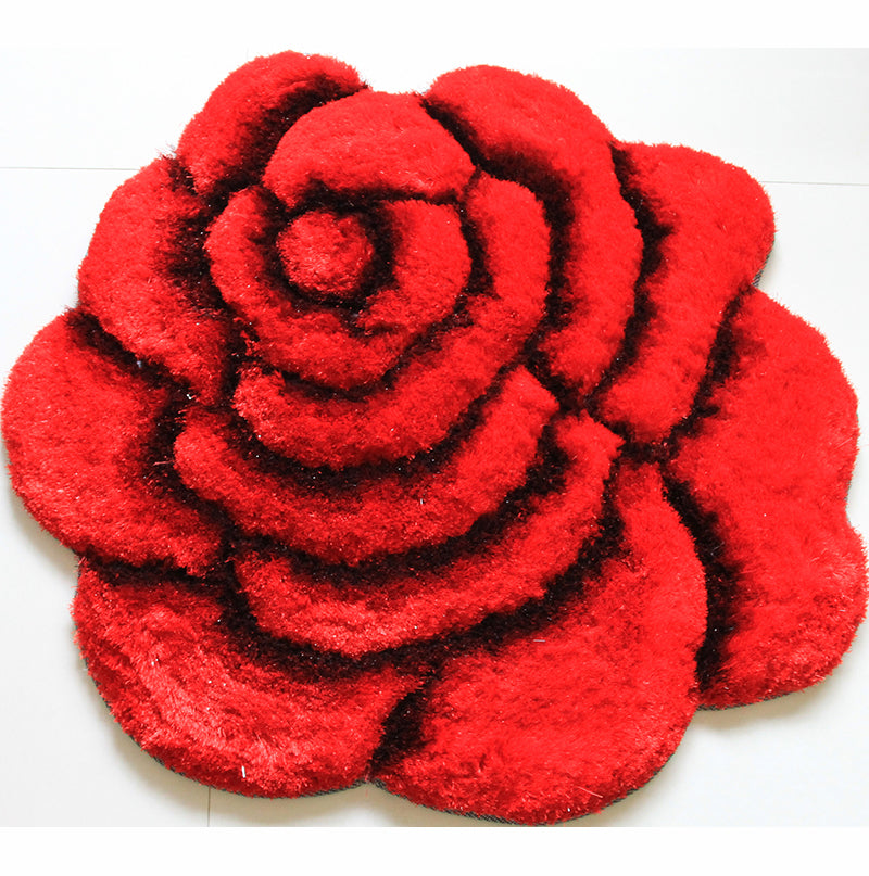 Flower Shape Hand Tufted 2-inch Thick Shag Rug (36-in Diameter)