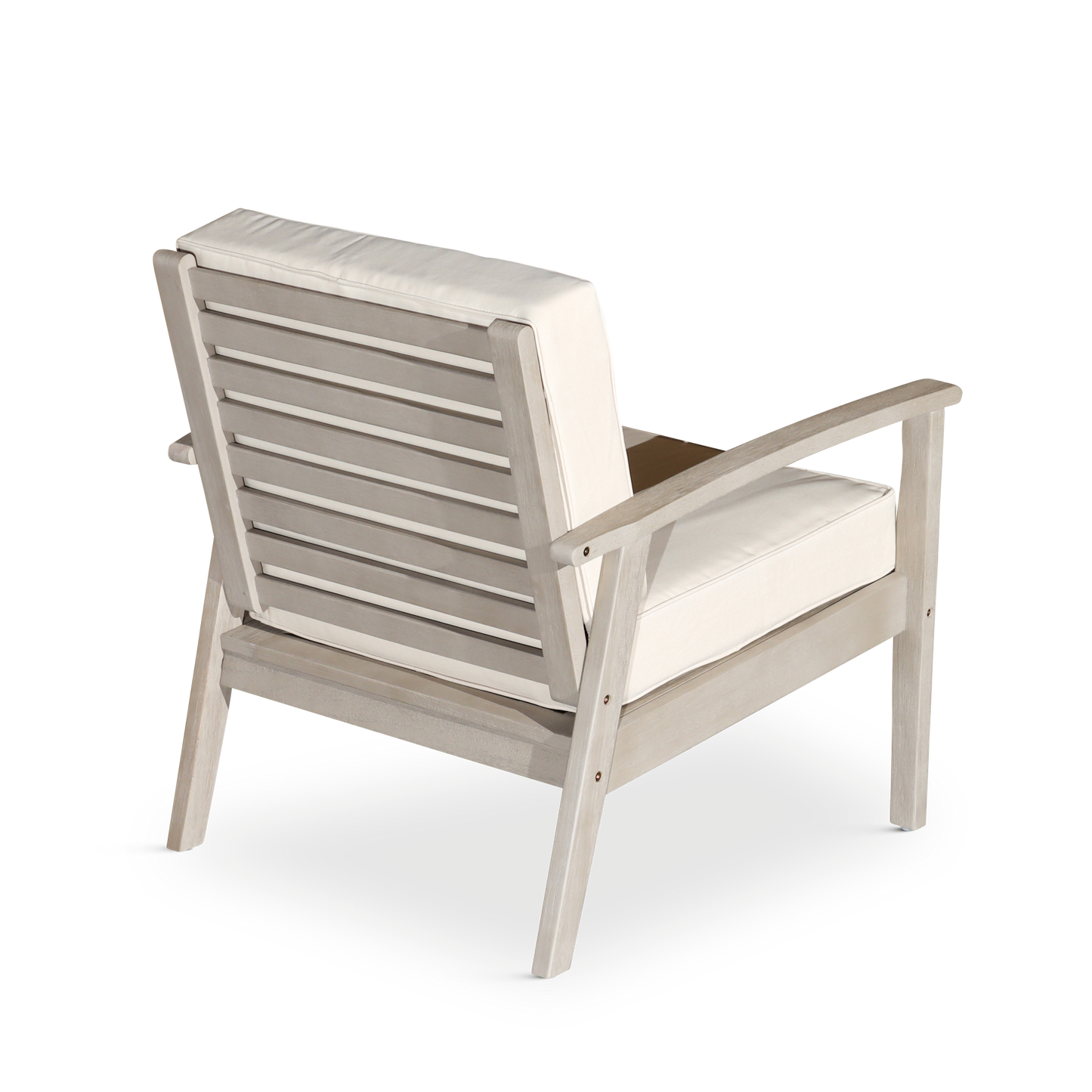 Deep Seat Eucalyptus Chair, Driftwood Gray Finish, Sand Cushions