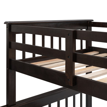 Stairway Twin-Over-Full Bunk Bed with Storage and Guard Rail for Bedroom, Espresso color(OLD SKU :LP000019AAP)