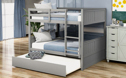 Full Over Full Bunk Bed with Twin Size Trundle, Gray ( old sku: LP000150AAE )