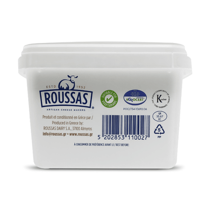 Authentic Traditional Greek Roussas Feta Cheese - PDO Certified, Made with Sheep and Goat's Milk, 2.2 lbs by Alpha Omega Imports