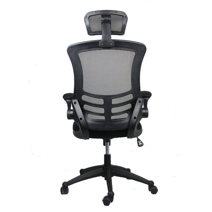 Techni Mobili Modern High-Back Mesh Executive Office Chair with Headrest and Flip-Up Arms, Black