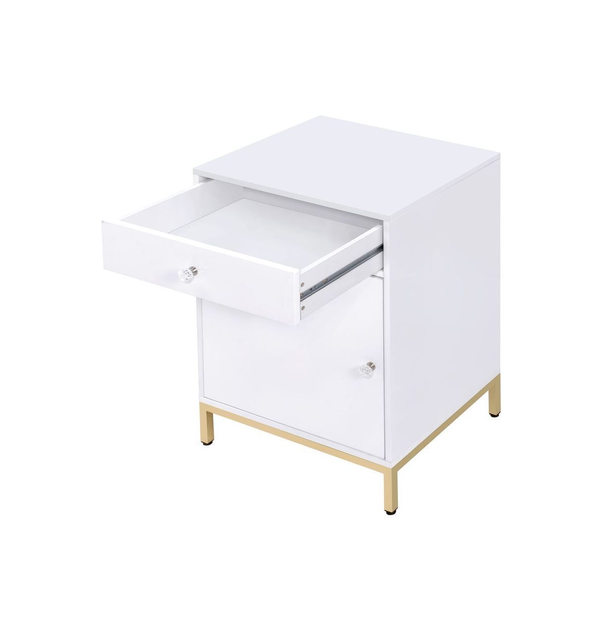 ACME Ottey Cabinet in White High Gloss & Gold 92543