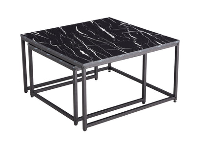 Modern Nesting Coffee  Tables Set, Marble Black, 2pc, 31.5''L 31.5''W 17.72''H