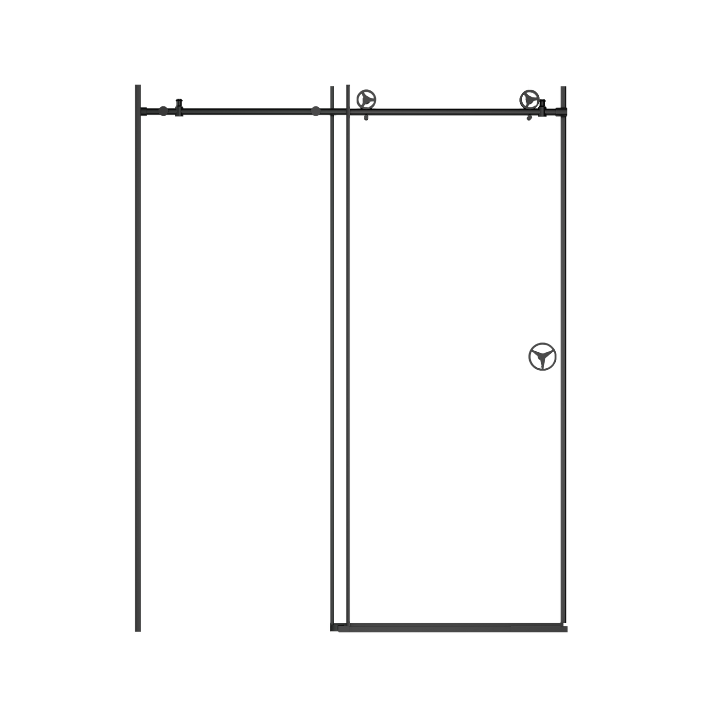 60 in. W x 76 in. HSliding Frameless Shower Door in Matte Black with Clear Glass