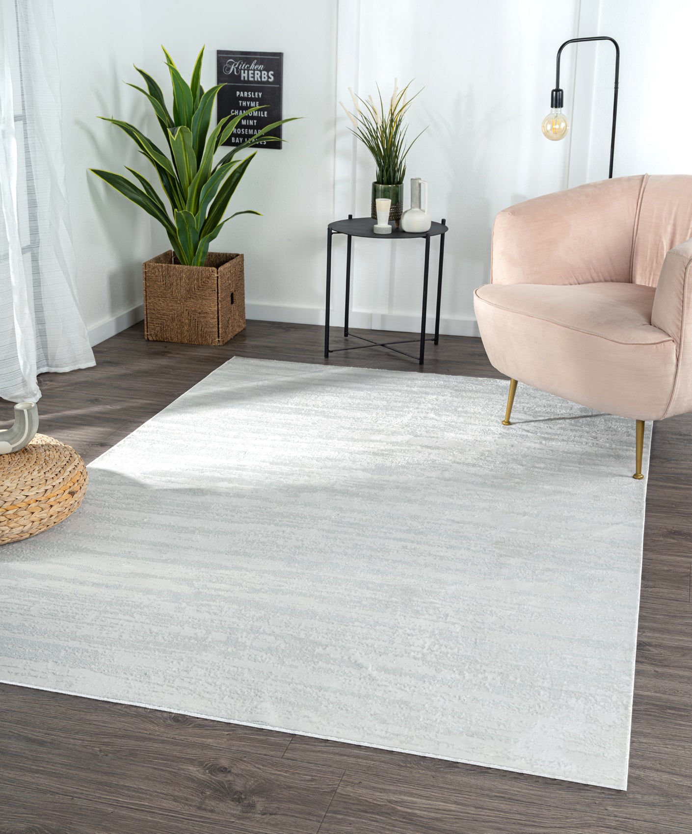 Milano Collection Pale Celadon Woven Area Rug