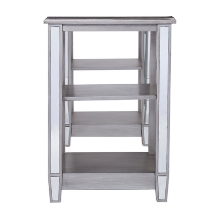 Wedlyn Mirrored Desk - Glam Style - Brushed Matte Silver w/ Mirror