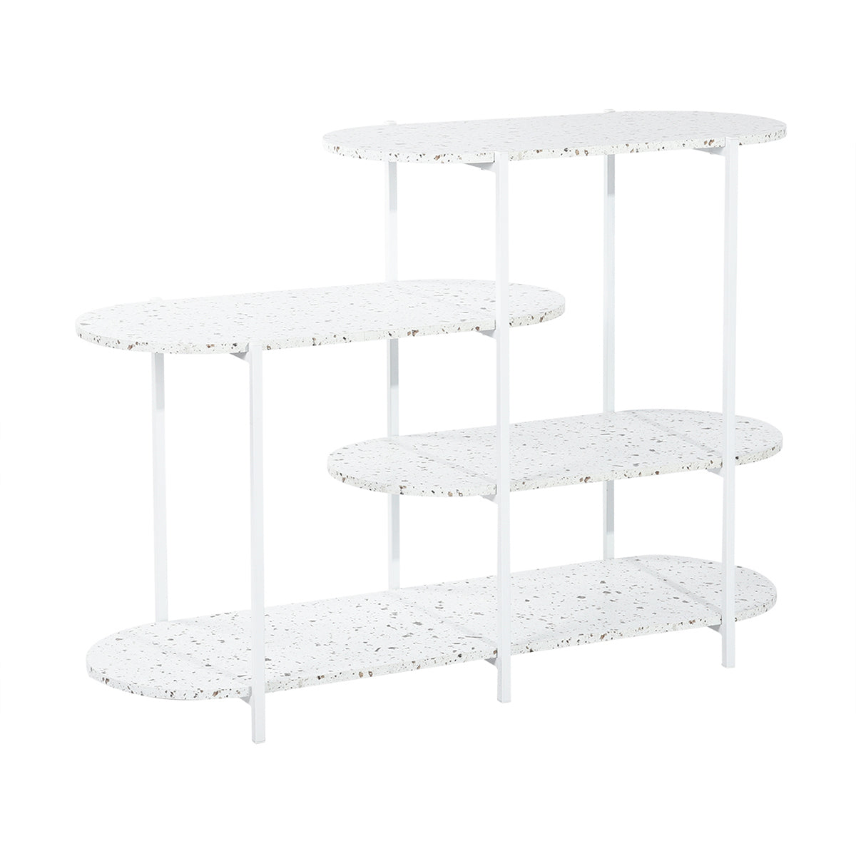 4-Tier Multi-Function Storage Shelf,Living Room Bookshelf, Small Kitchen Shelf,Marble White