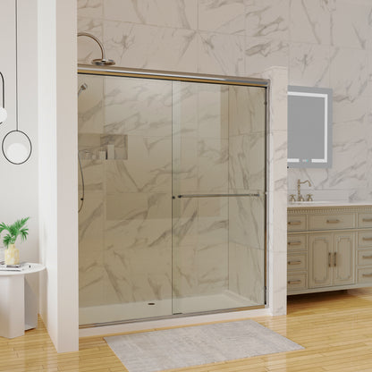 60 in. x 70 in. Traditional Sliding Shower Door in Chrome with Clear Glass