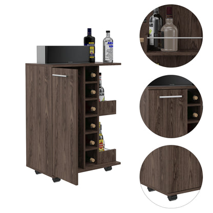 Bartlet 2-Shelf 6-Bottle Bar Cart with Division Dark Walnut