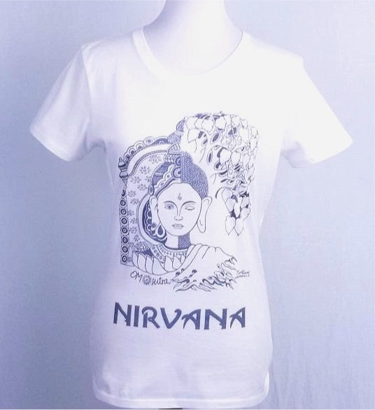 Designer Cotton Men and Women T-Shirt with NIRVANA artwork by OMSutra