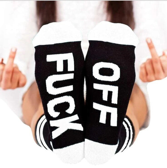 F** Off Knitted Letter Cute Funny Socks by Fashion Hut Jewelry