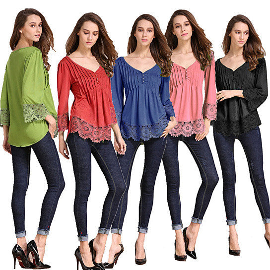 Explora Tops In Pretty Pintucks And Breezy Lace Details by VistaShops