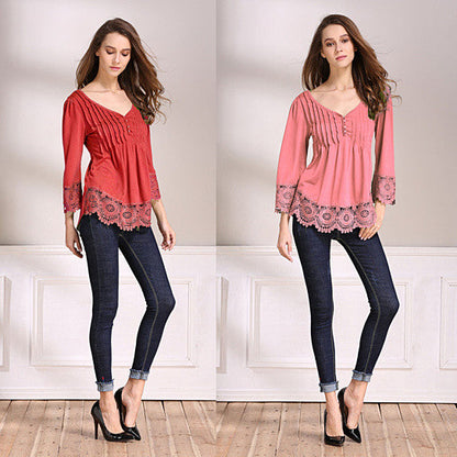 Explora Tops In Pretty Pintucks And Breezy Lace Details by VistaShops