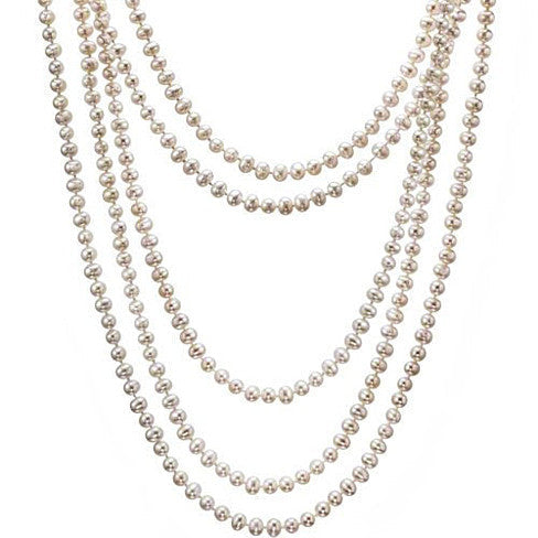 Fresh Water Pearl, 100 inch Long and Wrap around neck Necklace in 7/8 mm Round Pearls by VistaShops