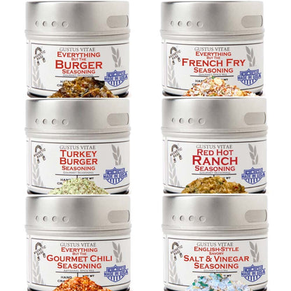 Gourmet Backyard BBQ Burgers & Fries Seasoning Set - Six Pack by Gustus Vitae