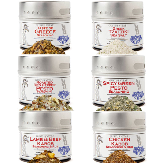 Greek Seasoning Gift Set - Tastes of Greece - Artisanal Spice Blends Six Pack by Gustus Vitae