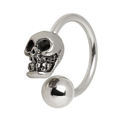 316L Surgical Steel Horseshoe with Skull by Fashion Hut Jewelry