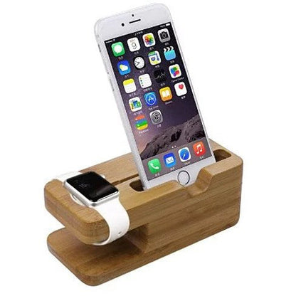 iPhone and iWatch Docking and Charging Station in Natural Wood by VistaShops