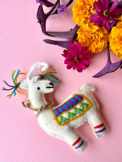 Embroidered Llama Ornament by Ash & Rose