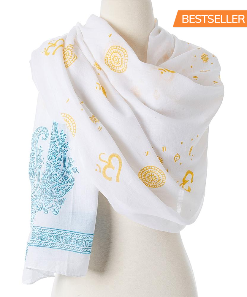 Wrap yourself in divine & style - Shanti paisley design cotton shawl by OMSutra