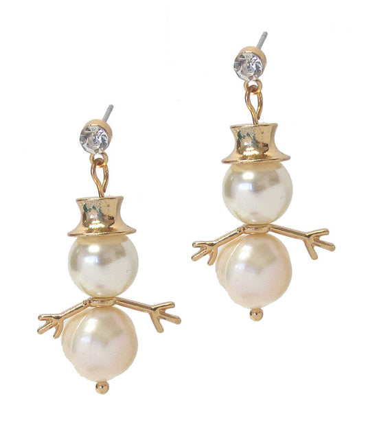 Fresh Pearl Snowman Earrings by Fashion Hut Jewelry
