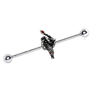 316L Stainless Steel Rattlesnake Industrial Barbell by Fashion Hut Jewelry