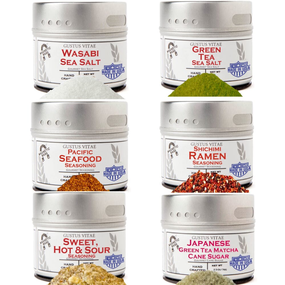 Japanese Seasoning Gift Set - Tastes of Japan - Artisanal Spice Blends Six Pack by Gustus Vitae